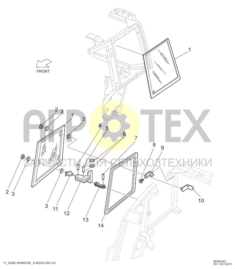 Чертеж Боковое стекло (RC2.11.011)